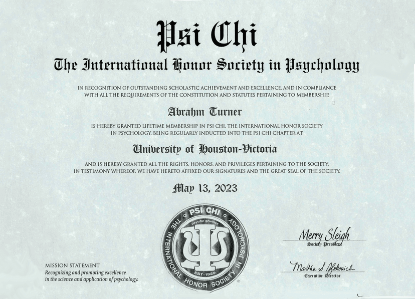 Psi Chi Honor Society Membership