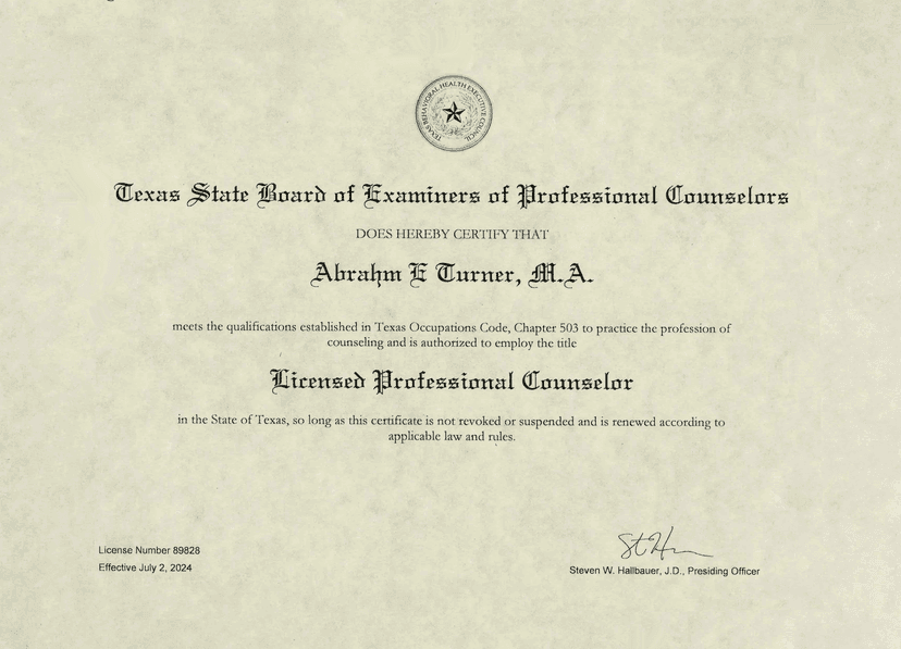 Texas Professional Counselor License